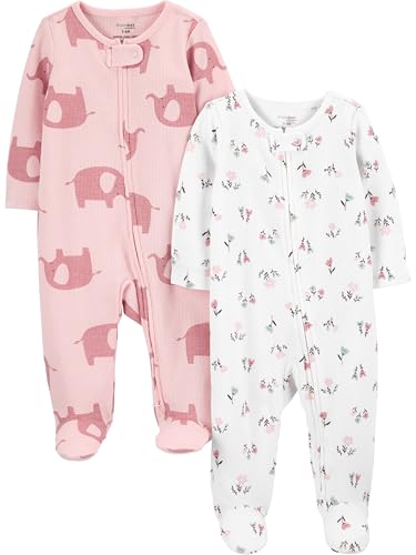 Simple Joys by Carter's Macacão térmico para bebês meninas, zíper bidirecional, para dormir e brincar, pacote com 2, Ele...