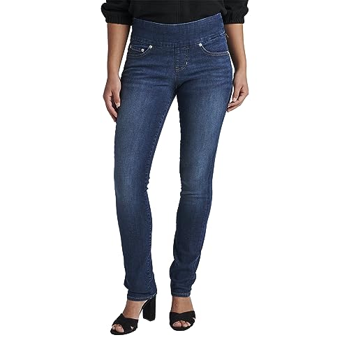 JAG Jeans Women's Peri Mid Rise Straight Leg Pull-on Jeans, Anchor Blue AU315, 12