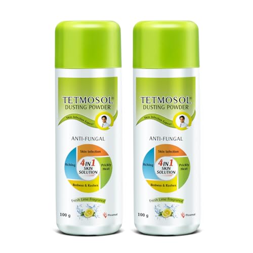 Tetmosol Anti-fungal Dusting Powder - for daily use - fights skin infections, prickly heat, itching - Pack of 2 (2x100gms) Tetmosol Anti-fungal Dustin