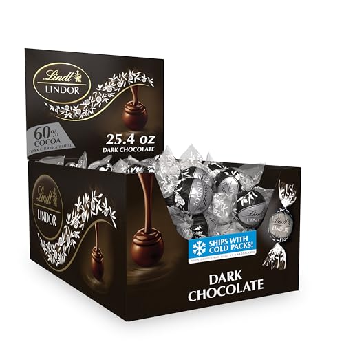Lindt LINDOR 60% Dark Chocolate Truffles, Dark Chocolate Candy with Smooth, Melting Truffle Center, 25.4 oz., 60 Count