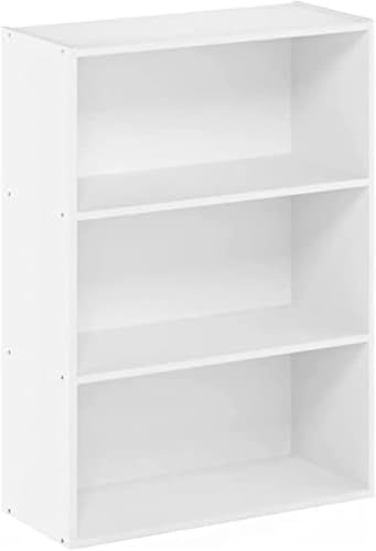 Furinno Pasir 3-Tier Open Shelf Bookcase, Plain White
