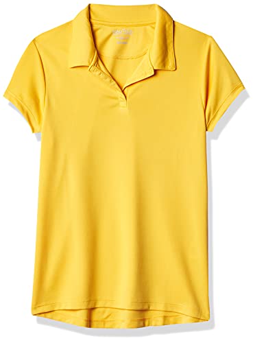 Nautica Big Girls' School Uniform Short Sleeve Performance Polo, Gold, 12-14