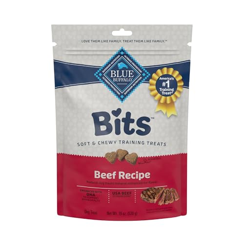 Blue Buffalo Bits Soft Dog Treats for Training, Made With Natural Ingredients & Enhanced with DHA, Beef Recipe, 19-oz Bag