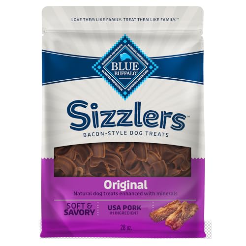 Blue Buffalo Sizzlers Bacon-Style Dog Treats with Real USA Pork, Original Flavor, 28-oz Bag : Pet Supplies