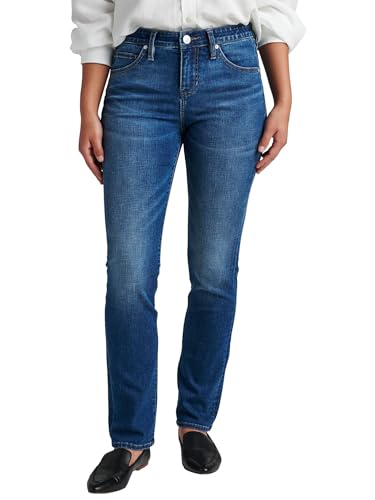 JAG Jeans Women's Ruby Mid Rise Straight Leg Jeans, Thorne Blue, 10