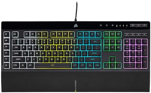 Corsair K55 RGB PRO Membrane Wired Gaming Keyboard – IP42 Dust and Spill-Resistant – 6 Macro Keys with Elgato Integration – iCUE Compatible – QWERTY NA – PC, Mac, Xbox – Black