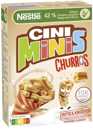 🔥 STARKER PREIS (-30%) Nestlé CINI MINIS Churros Frühstücks-Cerealien mit 42% Vollkorn-Anteil, 1er Pack (1x360g)