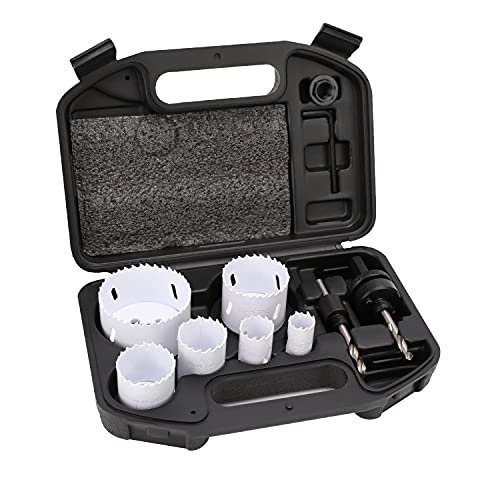 Amazon Basics 9-Piece Bi-Metal Hole Saw Kit with Case 25/32-2-11/16 in