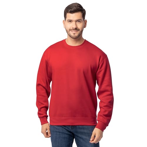 Fruit of the Loom Men's Moisture Wicking Eversoft Fleece Sweatshirt, Red, Medium