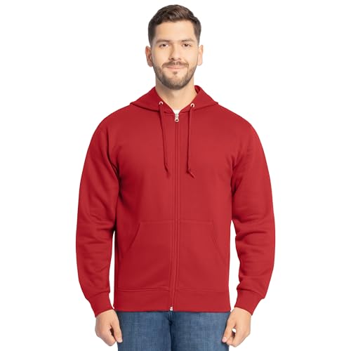Fruit of the Loom Eversoft Fleece Hoodies, Pullover, Moisture Wicking & Breathable, Sizes S-4x, Red Full Zip, Medium