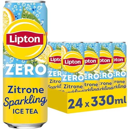 🔥 SELTEN SO GÜNSTIG (-45%) LIPTON ICE TEA Sparkling Lemon Zero, Kohlensäurehaltiger Eistee mit Zitronen Geschmack ohne Zucker, EINWEG Dosen (24 x 0.33 l) (Verpackungsdesign kann abweichen)