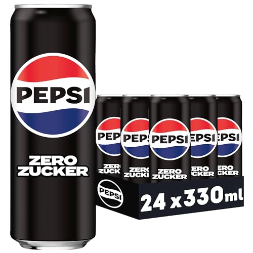 🔥 STARKER PREIS (-24%) Pepsi Zero Zucker, Das zuckerfreie Erfrischungsgetränk von Pepsi ohne Kalorien, Koffeinhaltige Cola in der Dose, EINWEG Dose (24 x 0,33 l) (Verpackungsdesign kann abweichen)