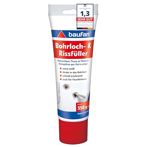 (-29%) Baufan Bohrloch- und Rissfüller Weiß 350g I Schnell erhärtende Spachtelmasse I Bohrloch Füllung für innen & außen I Zum Ausbessern von Dübellöchern
