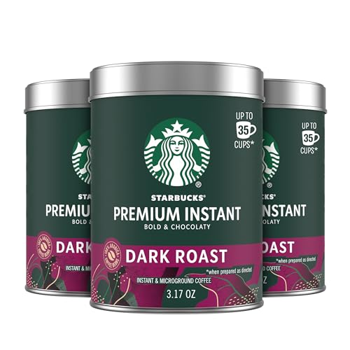 Starbucks Premium Instant Coffee, Dark Roast, 100% Arabica Beans, 3 Pack (3.17 Oz Each)
