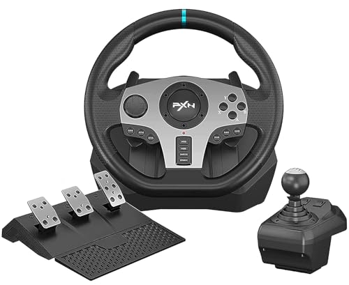 PXN V9 Racing Wheel pc Steering Wheel With Pedals and Shifter 270/900° Dual-Motor Feedback Driving gaming Racing Wheel for PC,PS4,PS3,Xbox One, Xbox Series X/S,N-Switch