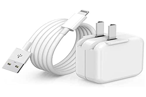 iPad Charger, iPhone Charger Pad Cord Fast Charging 12W USB Wall Charge Foldable Portable Travel Plug with 6.6FT Lightning iPad Cable Compatible with iPhone, iPad, iPad Mini 1/2/3/4/5,iPad Air 1/2/3