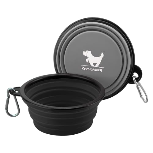 Collapsible Dog Bowls for Travel, 2-Pack Dog Portable Water Bowl for Dogs Cats Pet Foldable Feeding Watering Dish for Traveling Camping Walking with 2 Carabiners, BPA Free