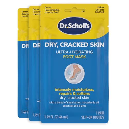 Dr. Scholl's Dry, Cracked Skin, Ultra Hydrating Foot Mask, 3 Pairs Moisturizing Socks: Intensely Moisturizes Repairs and Softens Rough Dry Skin with Urea & Essential Oils for Dry Cracked Feet