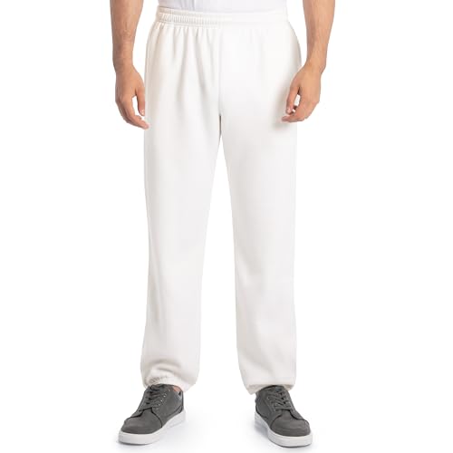 Fruit of the Loom mens Eversoft Fleece & Joggers (Regular Big Man) Sweatpants, Elastic Bottom - White, Medium US