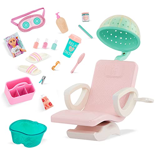 Glitter Girls – 14-Inch Doll Accessories – Salon Chair & Styling Playset – Hooded Hair Dryer, Foot Bath, Pretend Nail Polish – 3+ Years– Children’s Toys
