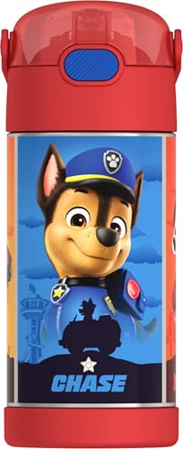 THERMOS FUNTAINER Water Bottle with Straw - 12 Ounce - Kids Stainless Steel Vacuum Insulated Water Bottle with Lid, Paw Patrol