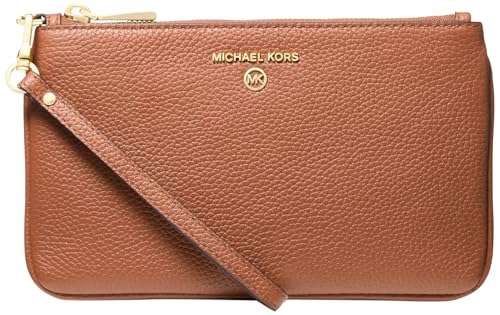 Michael Kors Women's Jet Set Charm Medium Top-Zip Wristlet, Gold-Tone Hardware/Luggage