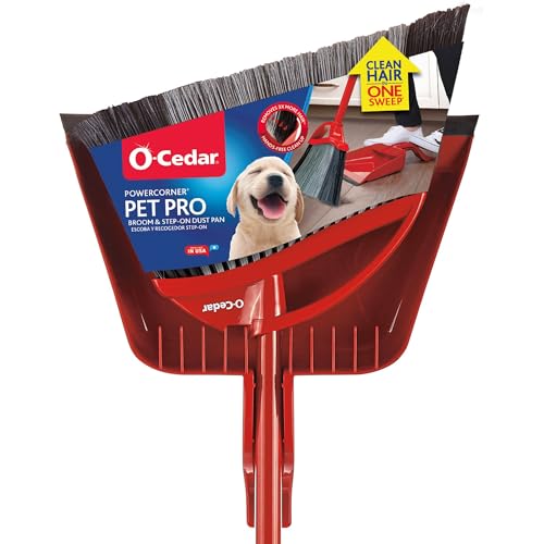 O-Cedar Pet Pro Broom with Step-On Dustpan | Remove 99% with One Sweep | Dustpan Removes...
