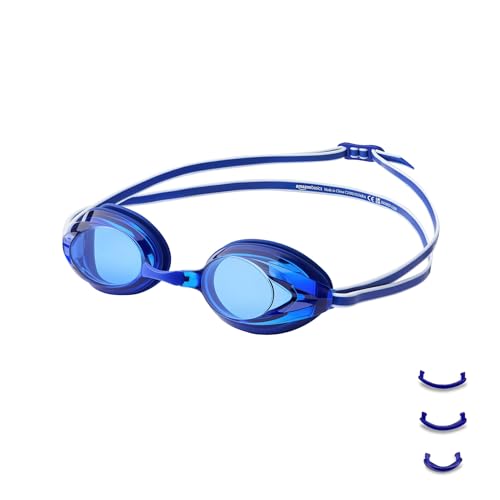 Amazon Basics Unisex Swim Goggles, Adult, Blue