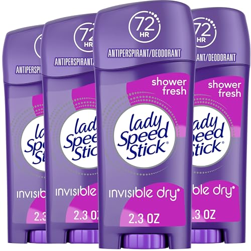 Lady Speed Stick Invisible Dry Antiperspirant Deodorant, Shower Fresh, 2.3oz, 4 Pack