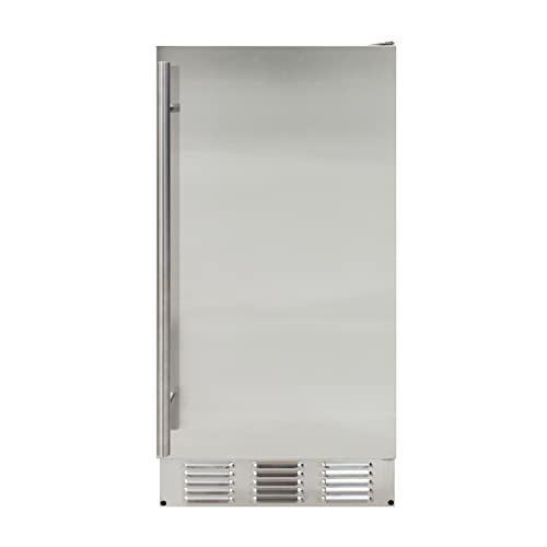 BRAMA Ice Maker Machine 50/lbs. Ice Daily Undercounter Built-in or Freestanding Stainless Steel Construction with Reversible Door and Auto Shut Off for Indoor or Outdoor Use, Metallic
