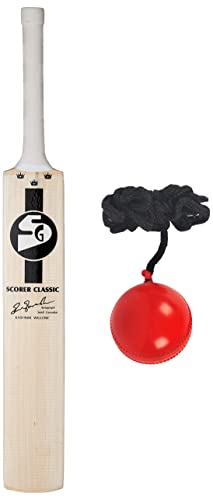 Scorer Classic Kashmir Willow Cricket Bat (Size: Size 6,Leather Ball) & Iball with Cord, Adult