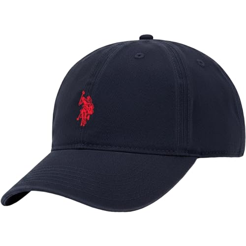 U.S. Polo Assn. mens U.s. Polo Assn. Washed Twill Cotton Adjustable Hat With Pony Logo and Curved Brim Baseball Cap, Navy Blue, One Size US