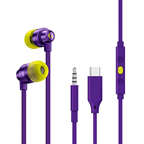 Logitech G333 Gaming Earphones with Gaming-Grade Dual Drivers with USB-C Adapter & in-line Mic and Volume Control with 3.5mm aux - Purple