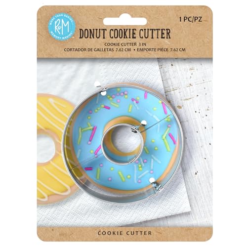 R&M Donut Cookie Cutter, Round with Hole Cut Out. Stainless Steel, 3 Inches
