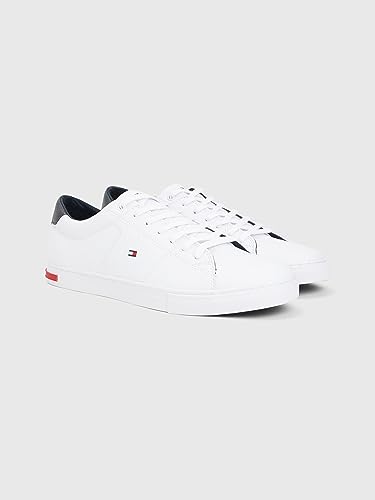 (-34%) Tommy Hilfiger Herren Vulcanized Sneaker Essential Leather Detail Schuhe, Weiß (White), 45