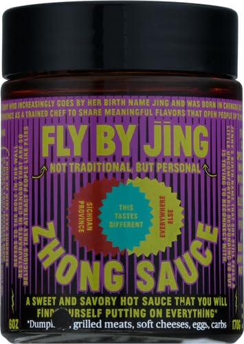 FLYBYJING Sweet + Spicy Sichuan Chili Sauce: Perfect for Noodles, Proteins, Veggies, Fish, Dumplings and Everything Else - Hot Sauce, Marinade and Glaze made w/Premium Chilis - Vegan, 6oz (Pack of 1)
