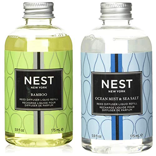 NEST Fragrances Bamboo Reed Diffuser Liquid Refill (5.9 Fl Oz.) and Ocean Mist & Sea Salt Reed Diffuser Liquid Refill (5 Fl Oz.)