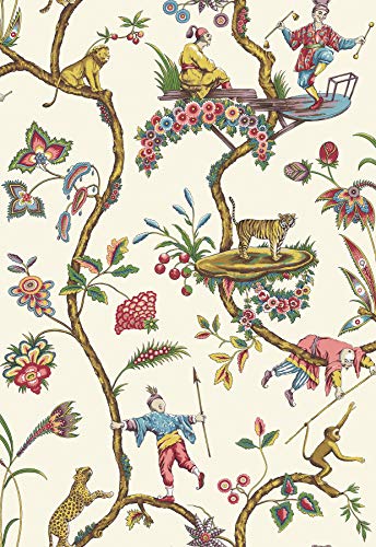 NuWallpaper x Scalamandre Multicolor White Chinoise Exotique Self Adhesive Wallpaper, SCS3843
