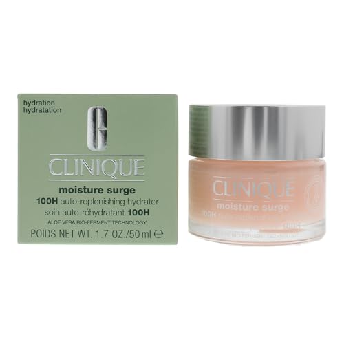Clinique Moisture Surge 100H Auto-Replenishing Hydrator Oil Free Face Moisturizer | With Hyaluronic Acid, Aloe Bioferment and Vitamins C + E | For All Skin Types | Hydrating + Moisturizing, 1.7 Fl Oz