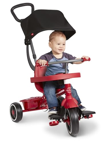 Toddler Bike, Kids Bike, Tricycle Toddler Toys for Ages 2-4, Baby Toy, Radio Flyer 4-in-1 Stroll 'N Trike, for Ages 1-5 Years, Red (Amazon Exclusive)