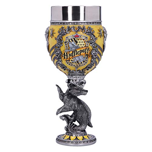 Nemesis Now Harry Potter Hufflepuff Hogwarts House Collectible Goblet, Yellow Silver, 19.5cm