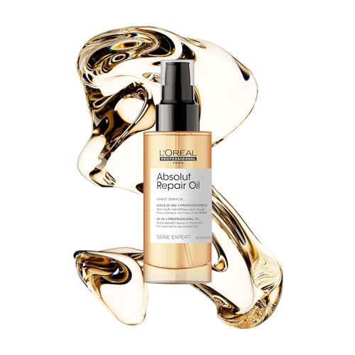 L'Oréal Professionnel Paris Absolut Repair 10-in-1 Oil – Nourishing Multi-Benefit Oil For Dry & Damaged Hair, Repairs Hair and Provides Shine