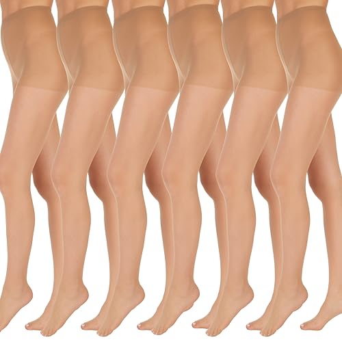 L'eggs Everyday Control Top Sheer Toe Pantyhose for All Day Comfort, 100% Nylon, Nude, Size B (Pack of 6)