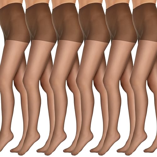 L'eggs Everyday Control Top Sheer Toe Pantyhose for All Day Comfort, 100% Nylon, Suntan, Size Q (Pack of 6)