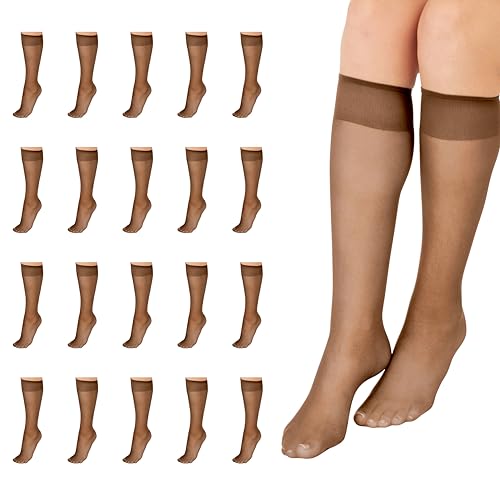 L'eggs Everyday Women's Knee-Highs, Sheer Toe, 100% Nylon, Suntan, One Size (Pack of 20)