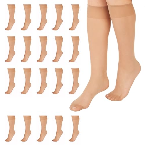 L'eggs Everyday Knee High Stockings, Reinforced Toe, 100% Nylon, Nude, One Size (Pack of 20)
