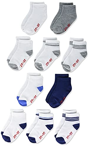Hanes baby boys Lightweight Ez Sort Ankle Socks, 10-pair Pack Socks, Assorted, 2-3T US