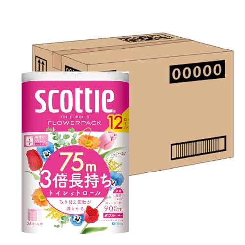 スコッティ フラワーパック トイレット ダブル 3倍長持ち 75m 48ロール（ケース品）