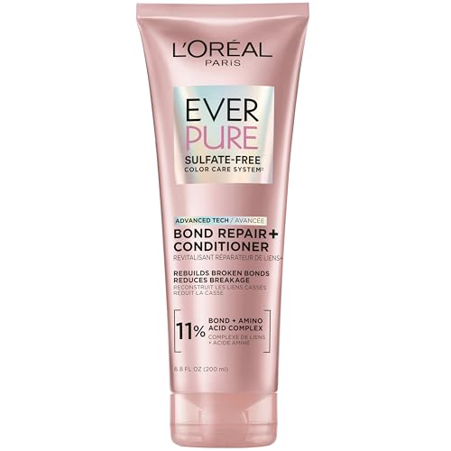 L'Oreal Paris Bonding Conditioner for Color Treated Hair, Strengthen and Repairs Weak Hair Bonds, Sulfate Free & Vegan Hair Care, EverPure, 6.8 Fl Oz
