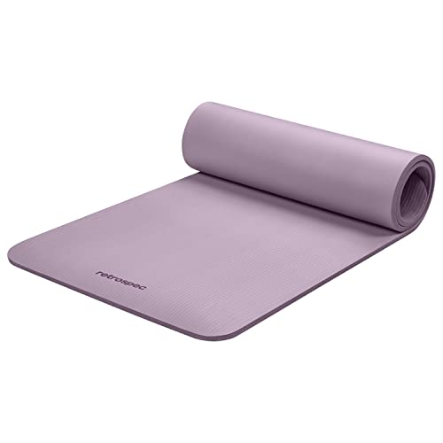 Retrospec Solana Yoga Mat Thick 1/2in Non-Slip Workout Mat with Nylon Strap - 72x24in Exercise Mat for Pilates, Stretchi